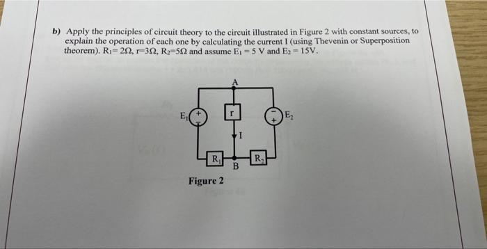 b) Apply the principles of circuit theory to the circuit illustrated in Figure 2 with constant sources, to explain the operat