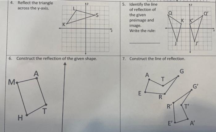 Copy each diagram and reflect the shape in theyaxis
