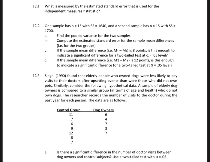 Solved 12.1 What is measured by the estimated standard error | Chegg.com