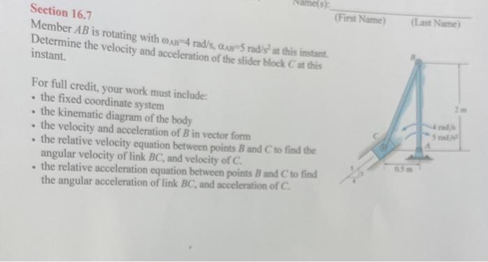 Solved Section 16.7 Member AB Is Rotating With | Chegg.com