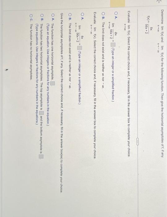 Solved Determine limx→∞f(x) and limx→−∞f(x) for the | Chegg.com