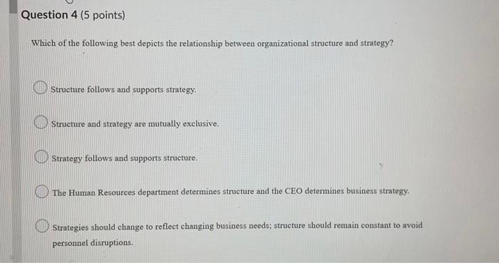 Solved Question 4 (5 points) Which of the following best | Chegg.com