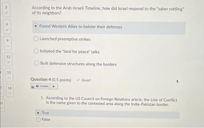 According to the Arab-Israeli Timeline, how did | Chegg.com