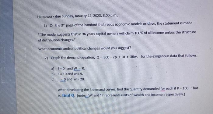 Solved Homework due Sunday, January 22, 2023, 8:00 p.m., 1) | Chegg.com