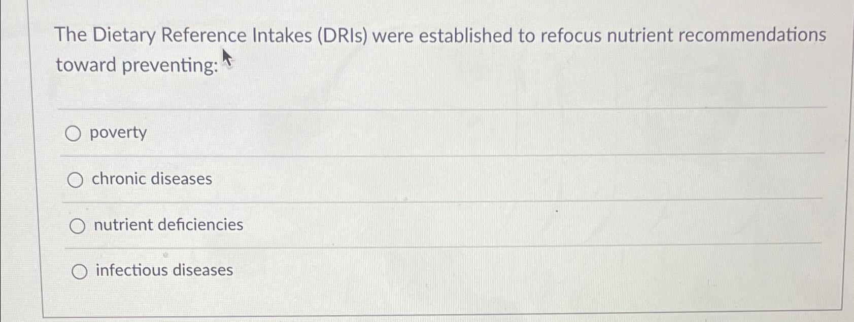 Solved The Dietary Reference Intakes (DRIs) ﻿were