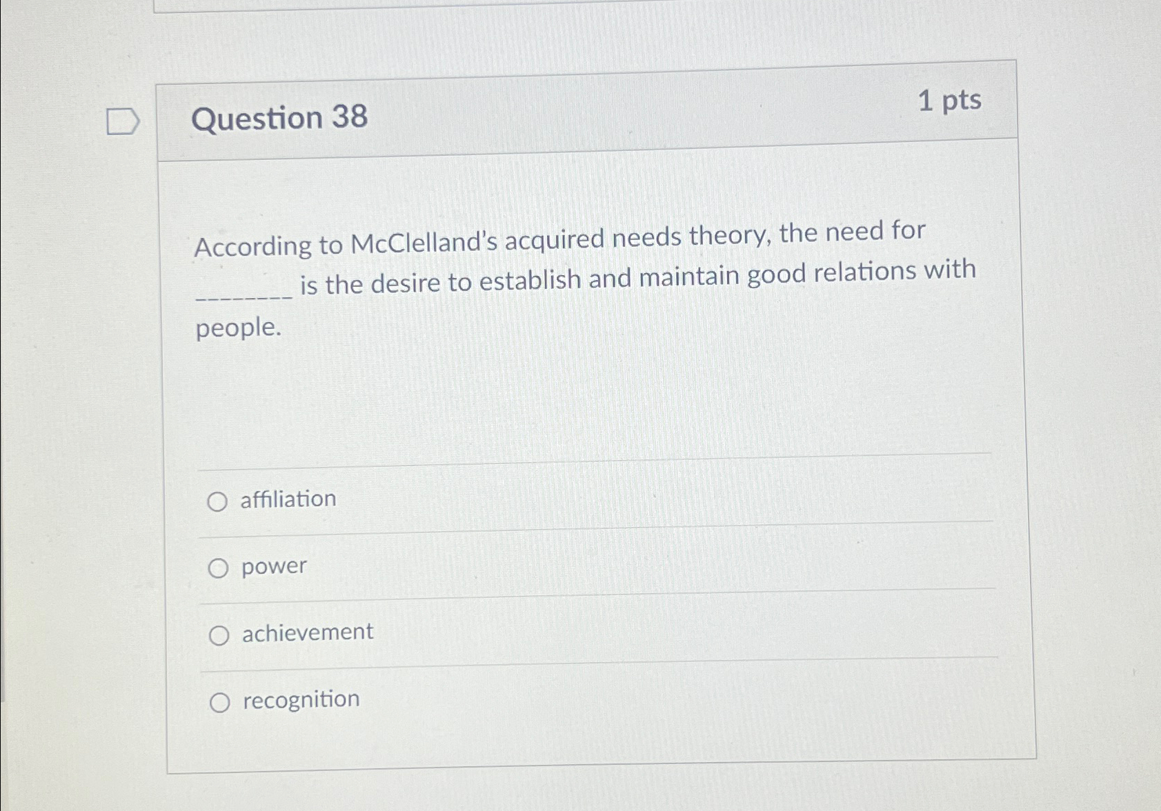 Solved Question 381ptsAccording To McClelland's Acquired | Chegg.com