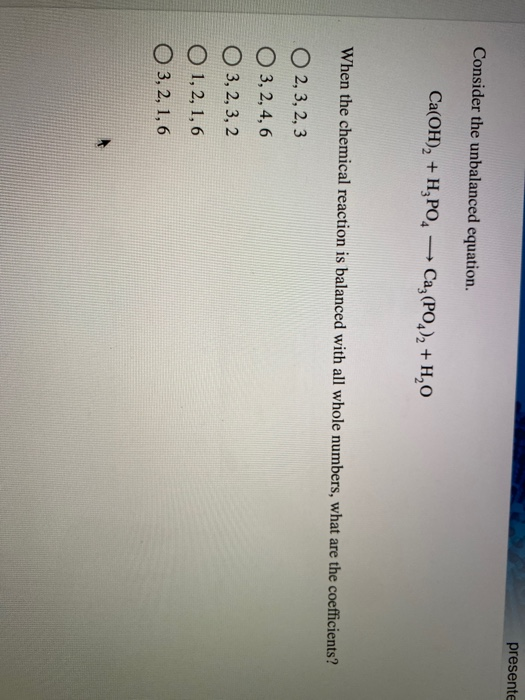 Ca Oh 2 H3po4 Cahpo4 H2o