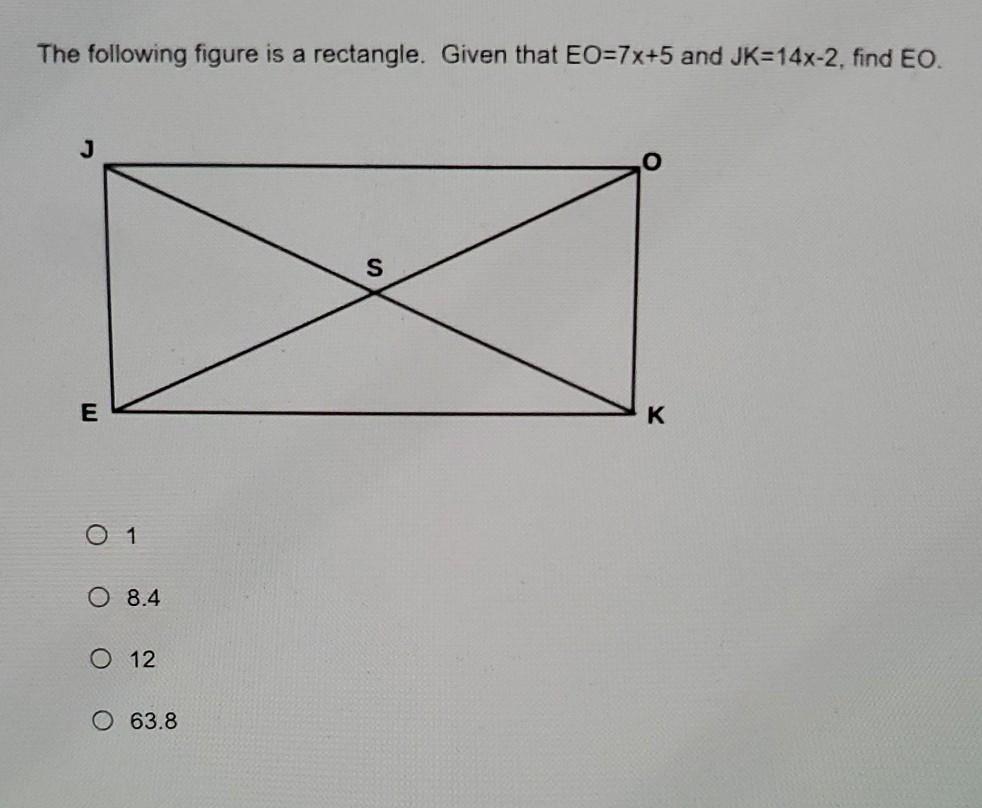 Solved The following figure is a rectangle. Given that | Chegg.com