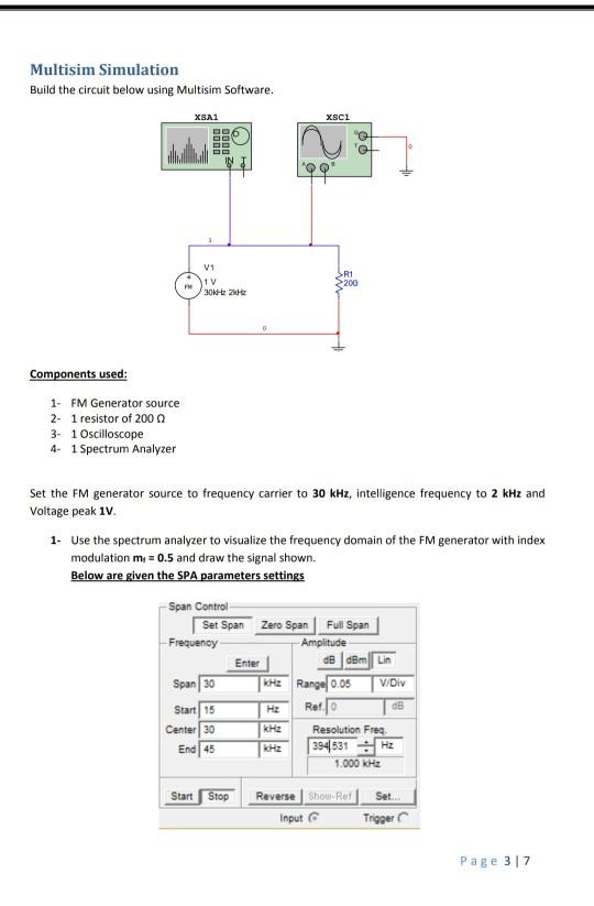 ERC3043 Communication Systems Lab 02 FM Modulation | Chegg.com