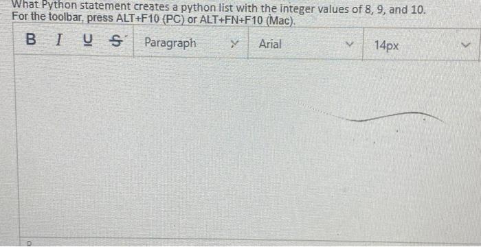 Solved What Python statement creates a python list with the | Chegg.com