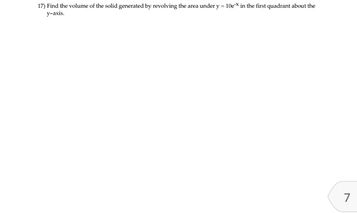 Solved 17) Find the volume of the solid generated by | Chegg.com