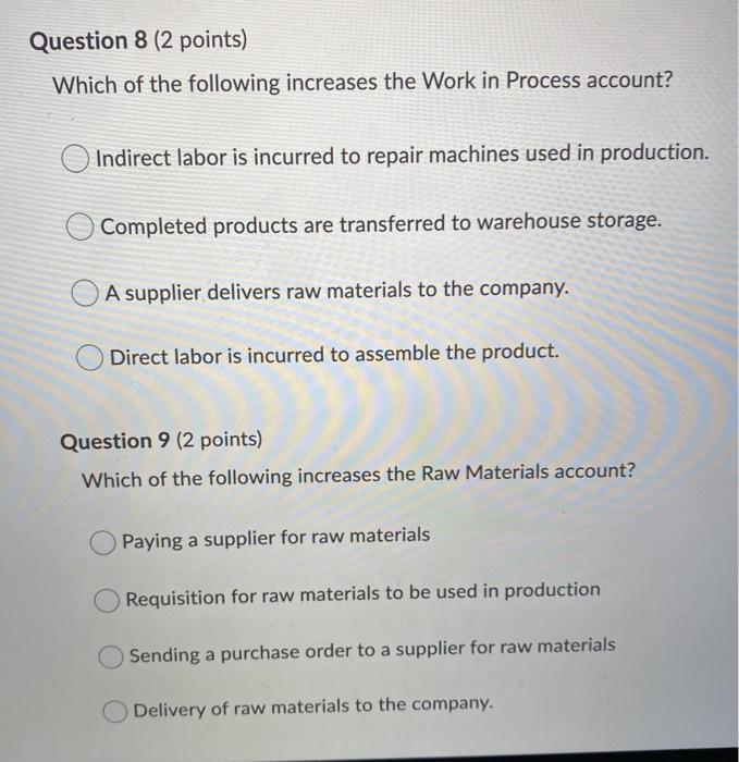 Solved Question 8 (2 points) Which of the following | Chegg.com