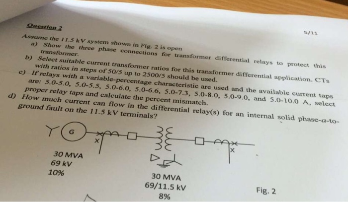 Solved 5/11 Question 2 Assume the 11.5 kV system shown in | Chegg.com