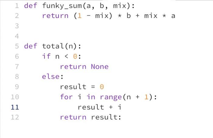 Testing Task: The provided test function for total | Chegg.com