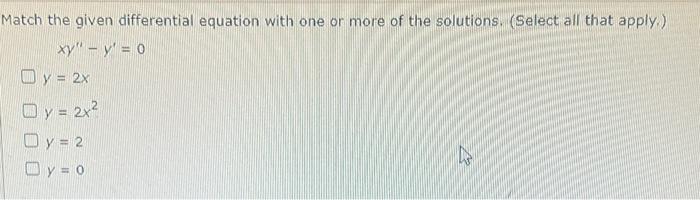 Solved Match the given differential equation with one or | Chegg.com