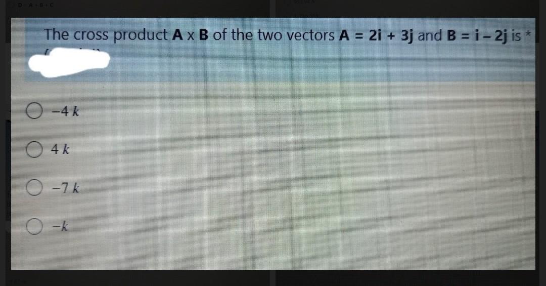 Solved The cross product A x B of the two vectors A = 2i + | Chegg.com