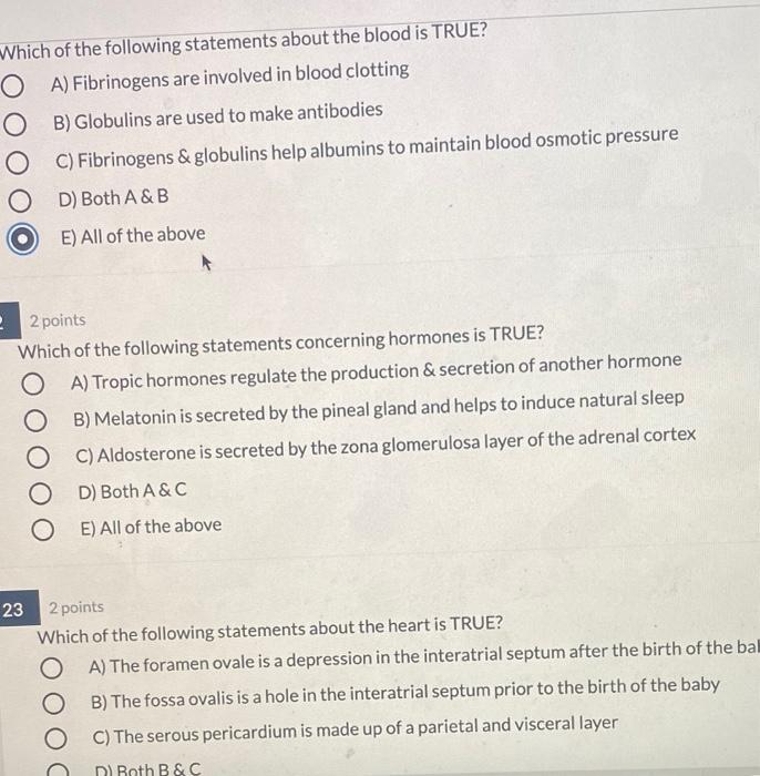 Solved Which of the following statements about the blood is | Chegg.com