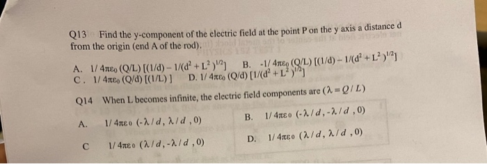 Solved A Uniformly Charged Rod AB Of Length L And Total | Chegg.com