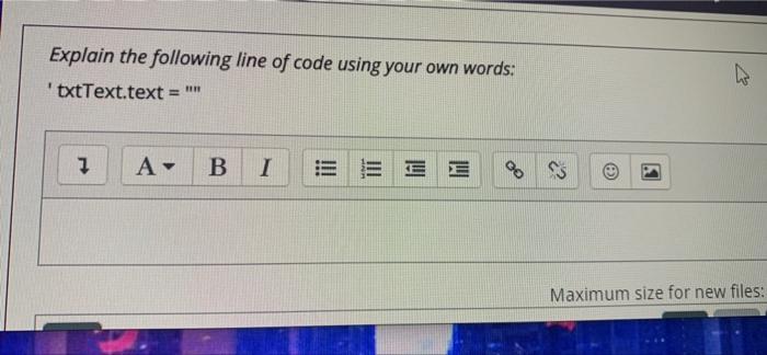 Solved Explain the following line of code using your own | Chegg.com
