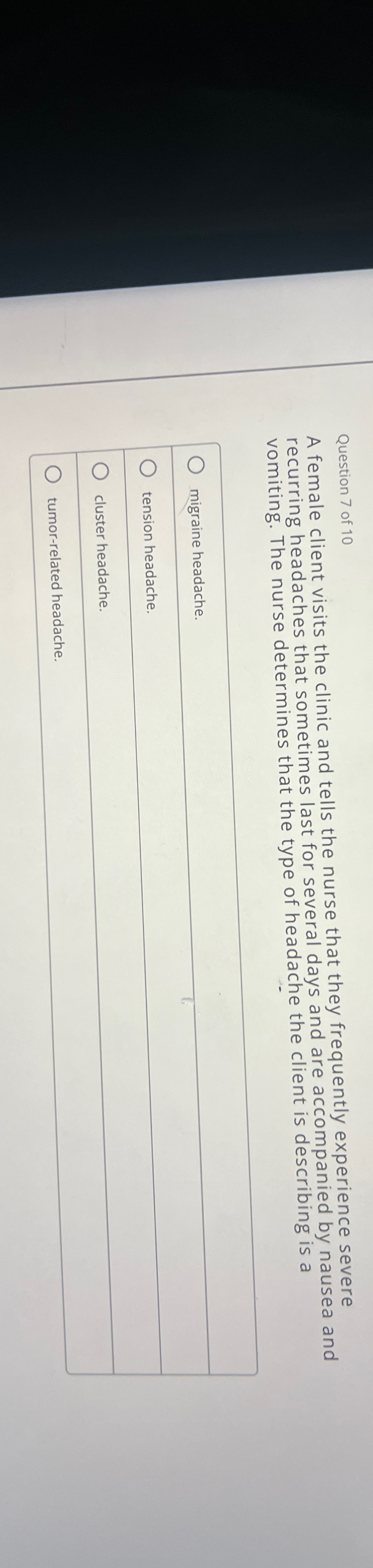 Solved Question 7 ﻿of 10A female client visits the clinic