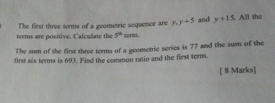 Solved The first three terms of a geometric sequence are | Chegg.com