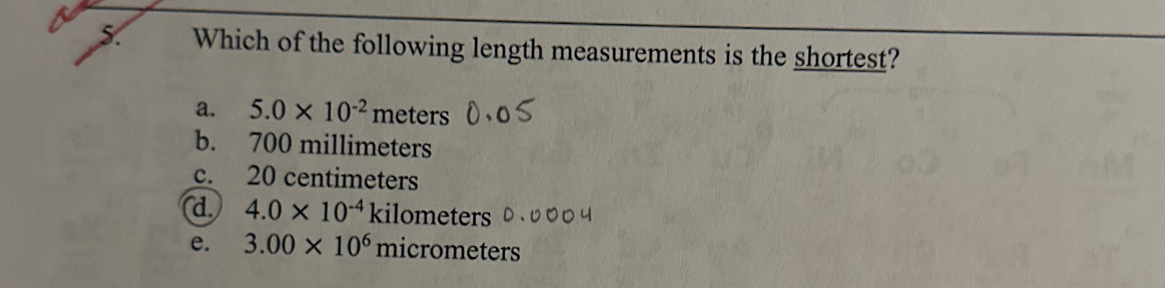 Solved Which of the following length measurements is the | Chegg.com
