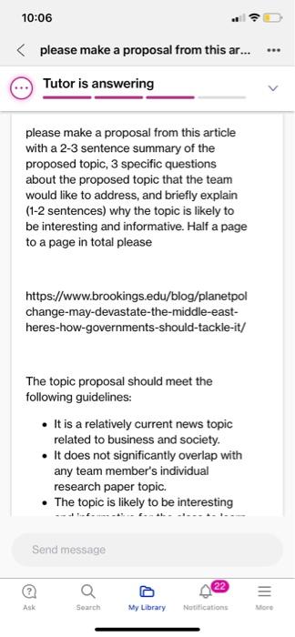 with a 2−3 sentence summary of the proposed topic, 3 | Chegg.com