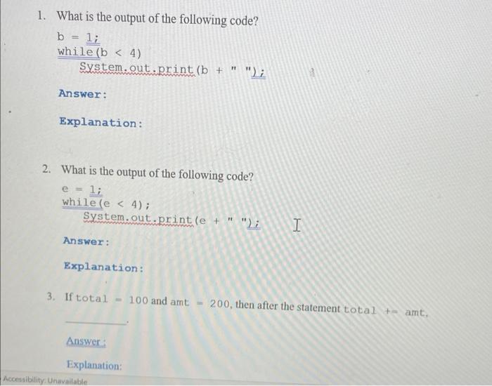 Solved What is the output of the following code? b=1; while | Chegg.com