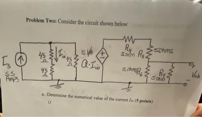 Solved Problem Two: Consider the circuit shown below M lie | Chegg.com