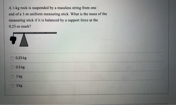 Solved A 1-kg Rock Is Suspended By A Massless String From 