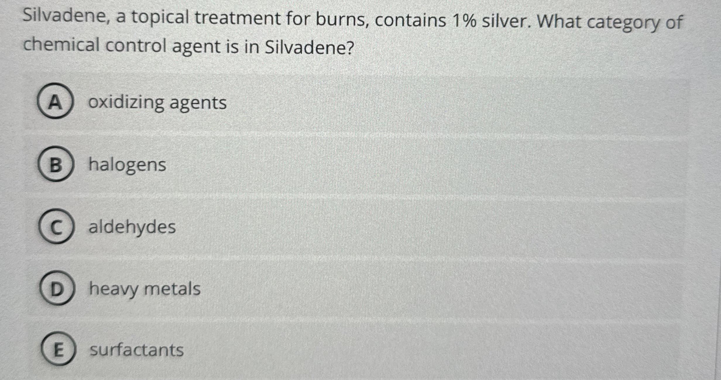 Solved Silvadene, a topical treatment for burns, contains 1