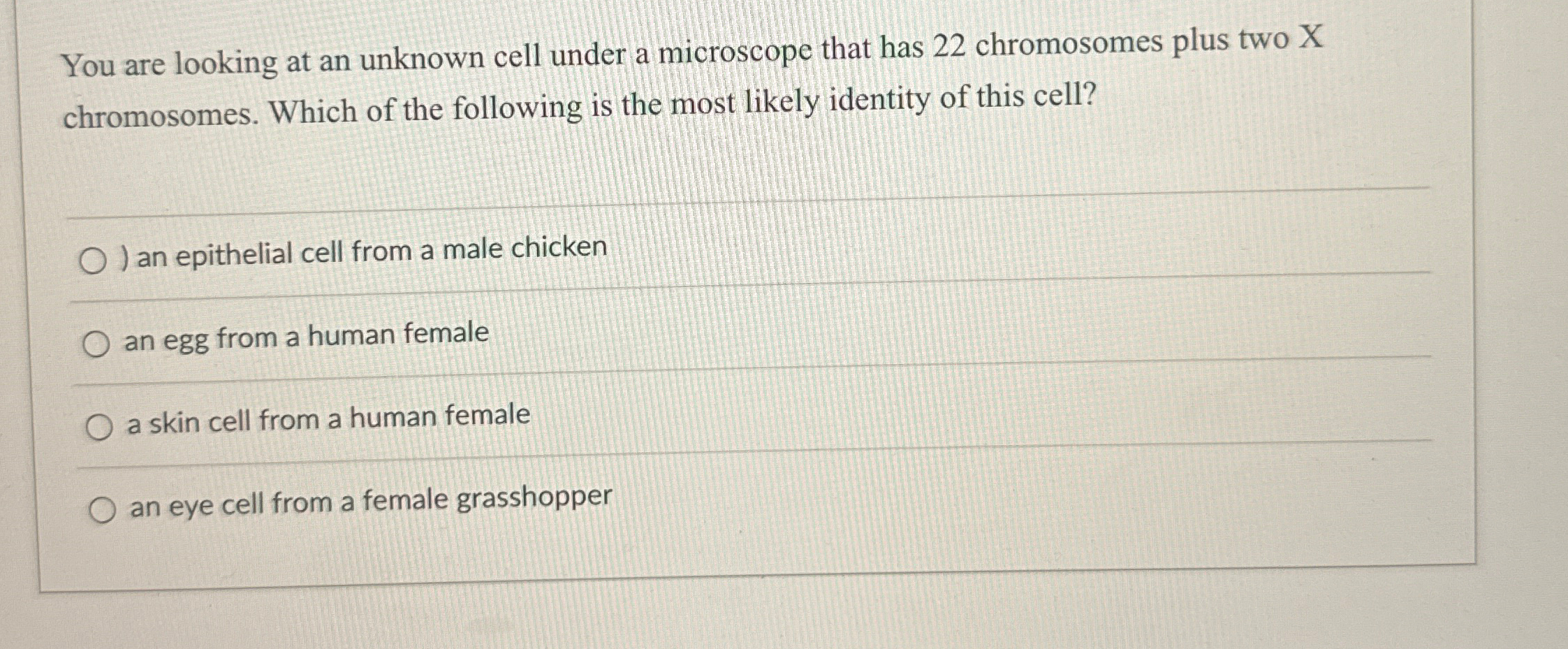 Solved You are looking at an unknown cell under a microscope | Chegg.com