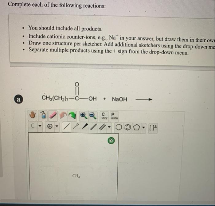 Solved Complete each of the following reactions: • You | Chegg.com