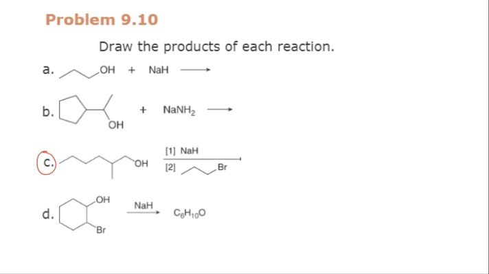 Solved Problem 9.10Draw the products of each reaction.a.∼,OH | Chegg.com