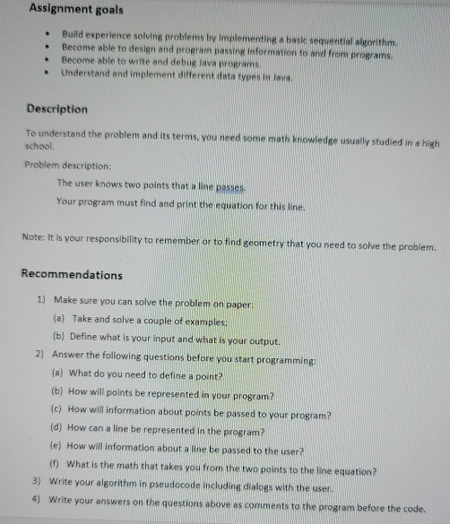 Solved Assignment goals . Build experience solving problems | Chegg.com