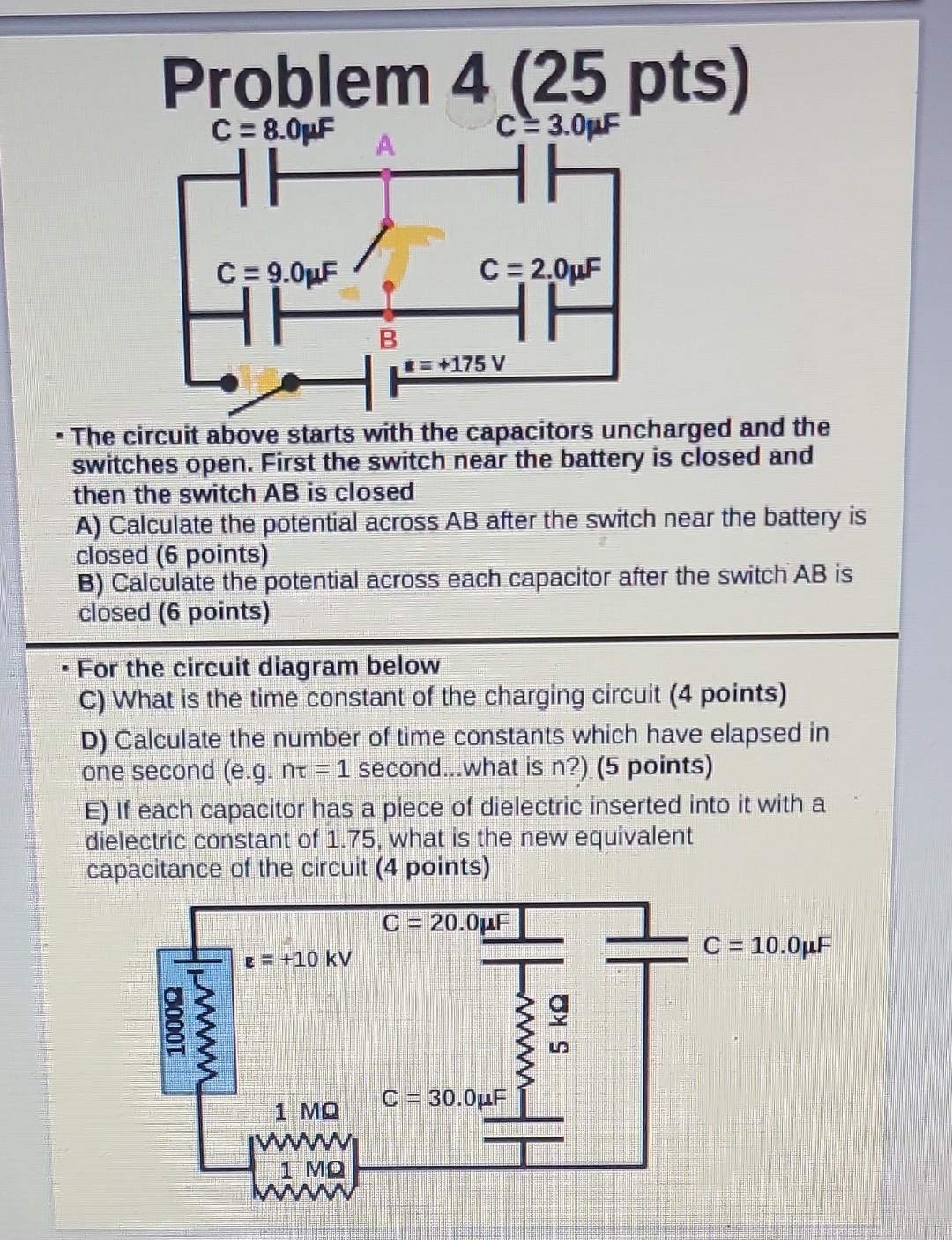 Solved Problem 4 (25 pts) - The circuit above starts with | Chegg.com