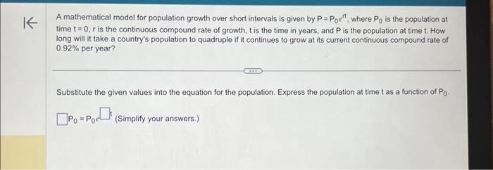 Solved A Mathematical Model For Population Growth Over Short | Chegg.com