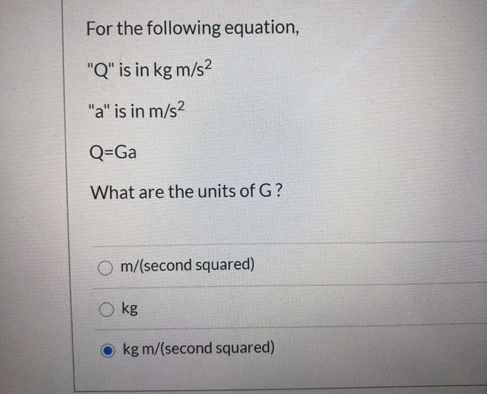 Solved For the following equation, 