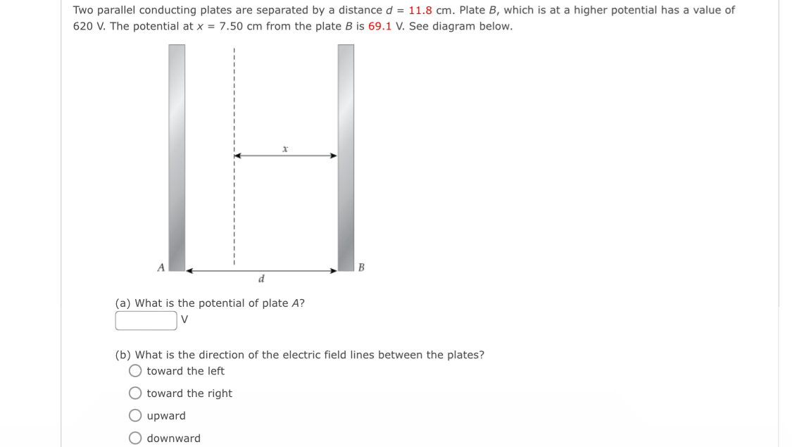 Solved Two parallel conducting plates are separated by a | Chegg.com