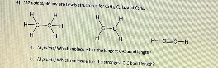 Solved 4 12 points Below are Lewis structures for C2H2 Chegg