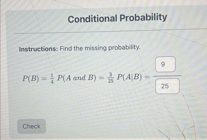 Solved Conditional Probability Instructions: Find The | Chegg.com