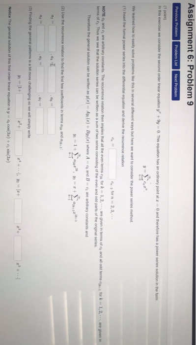 Solved Assignment 6: Problem 7 Previous Problem Problem List | Chegg.com