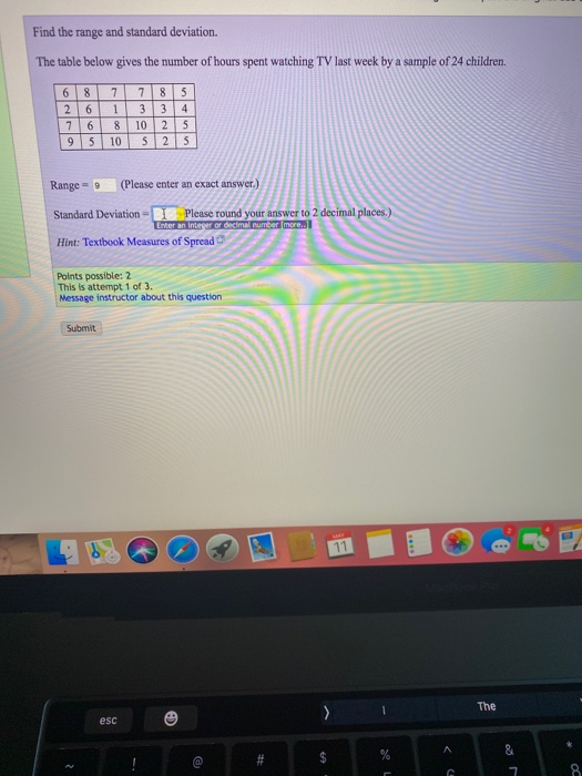 Solved Find the range and standard deviation. The table | Chegg.com