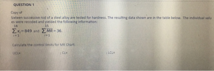 Lcl Calculation Solved QUESTION 1 Copy of Sixteen successive rod of a steel | Chegg.com