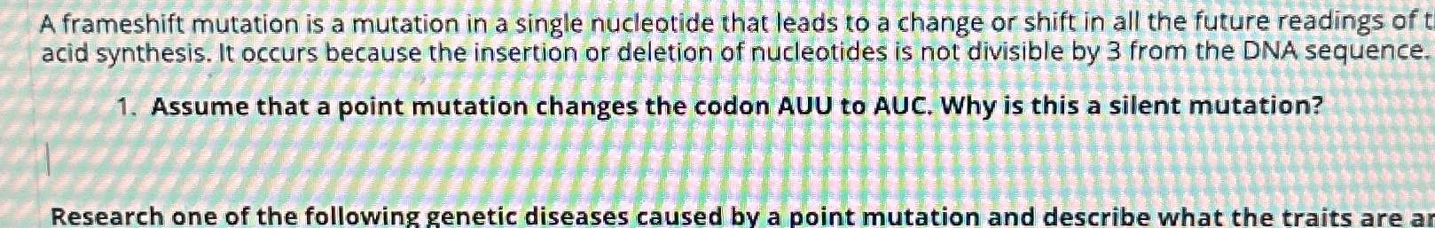 Solved Assume that a point mutation changes the codon AUU to | Chegg.com