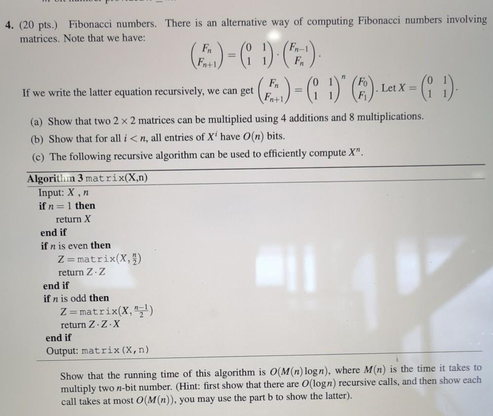 Solved 4. (20 pts.) Fibonacci numbers. There is an | Chegg.com