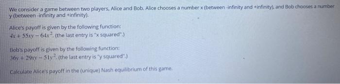 Solved We Consider A Game Between Two Players, Alice And | Chegg.com