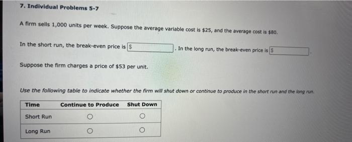 Solved 7. Individual Problems 5-7 A Firm Sells 1,000 Units | Chegg.com