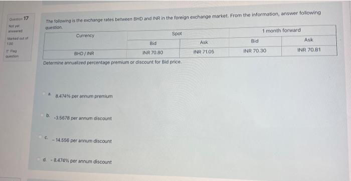 Solved 17 The Following Is The Exchange Rates Between BHD | Chegg.com