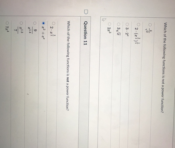 Solved Which of the following functions is not a power | Chegg.com